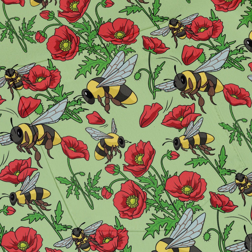 Bee - autiful Garden Button Up Shirt Geek Nerd adult sizing botany print Design by Julie Kitzes