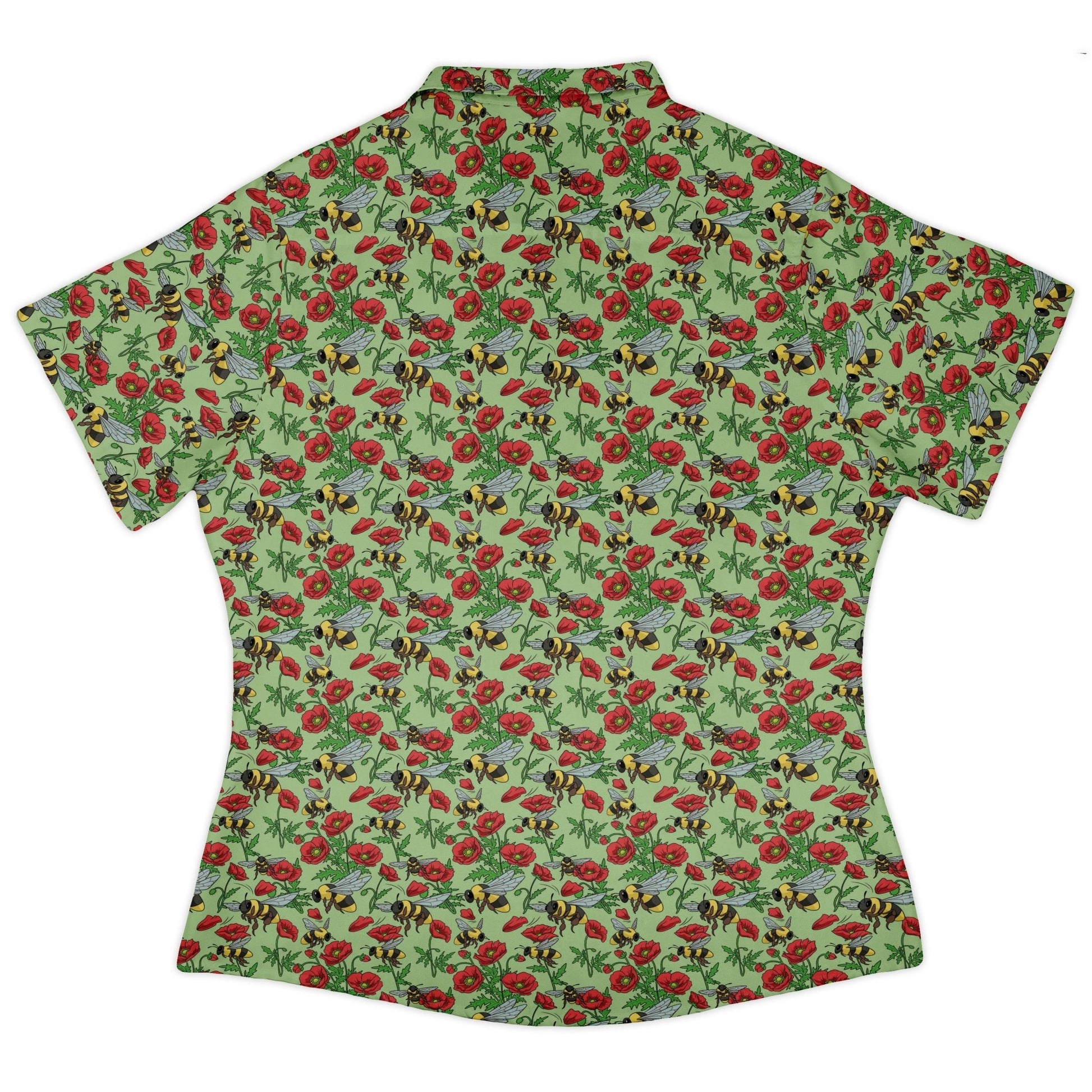Bee - autiful Garden Curvy Button Up Shirt Geek Nerd botany print Design by Julie Kitzes q225