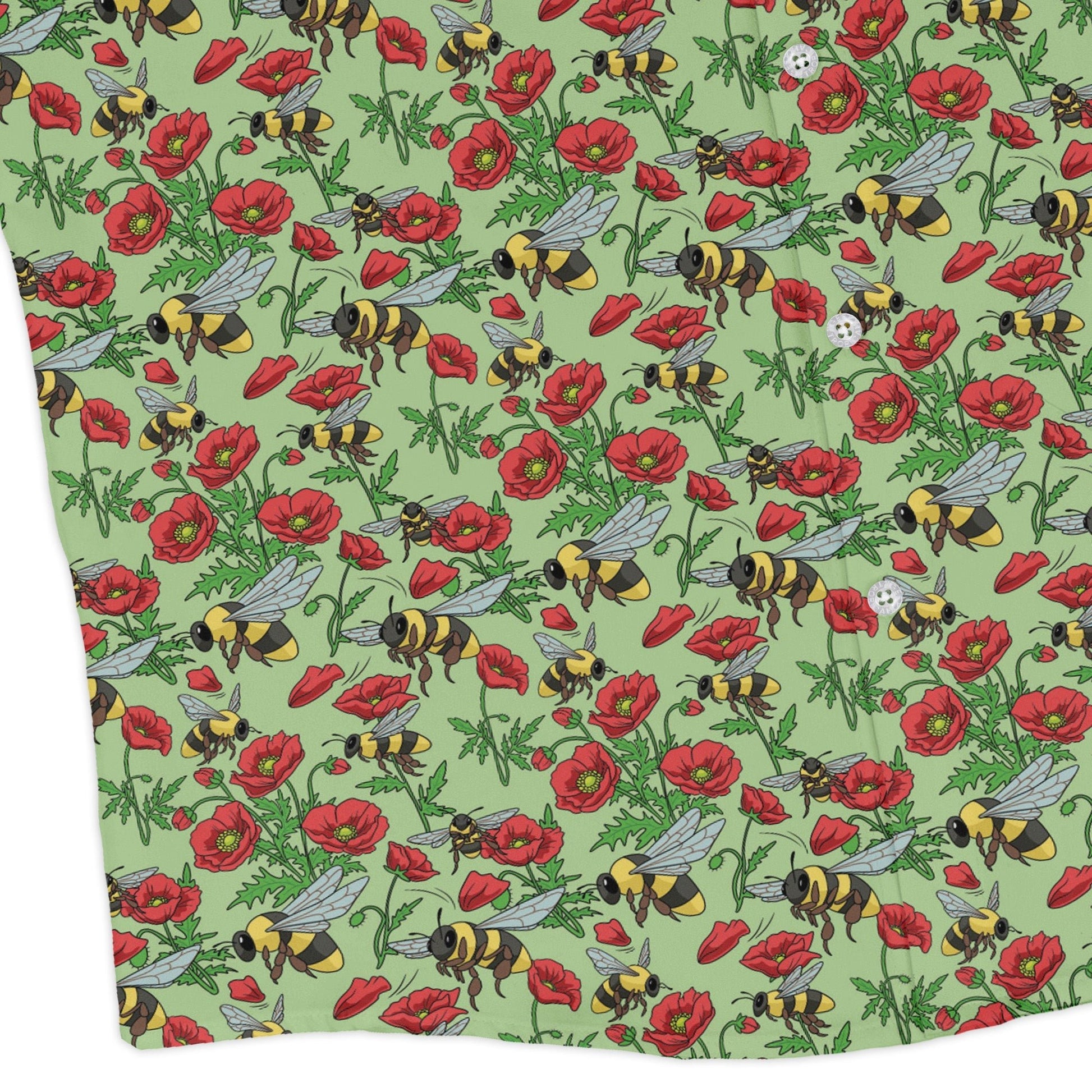 Bee - autiful Garden Long Sleeve Button Up Shirt Geek Nerd adult sizing botany print Design by Julie Kitzes