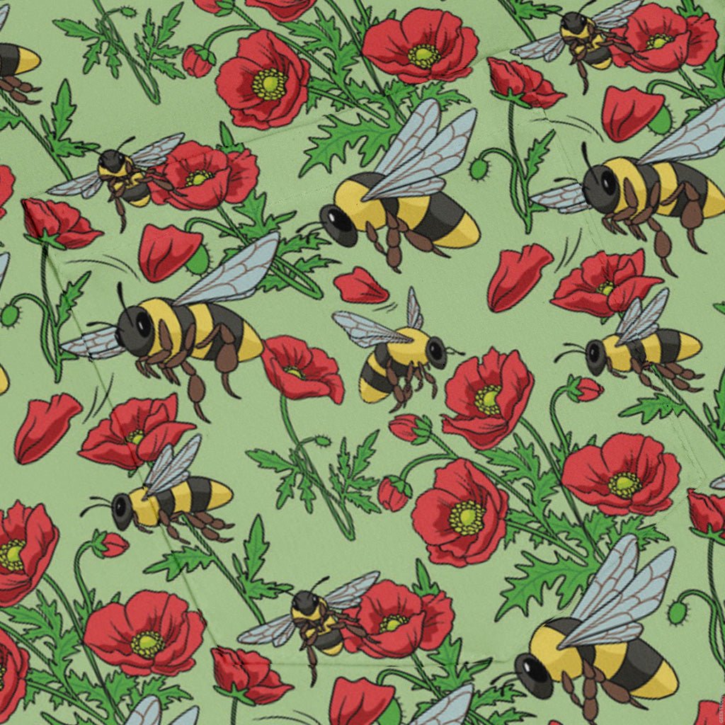 Bee - autiful Garden Long Sleeve Button Up Shirt Geek Nerd adult sizing botany print Design by Julie Kitzes