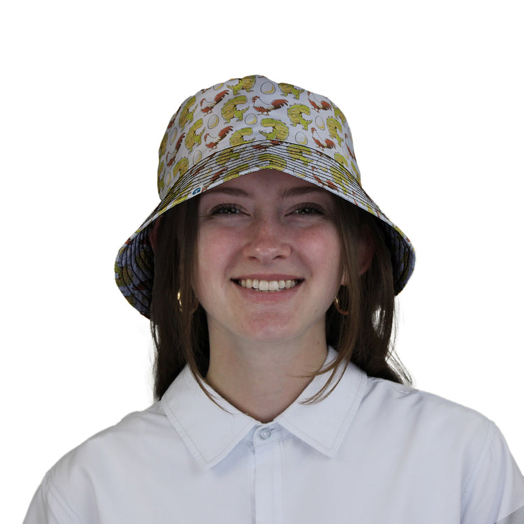 Before the Chicken Bucket Hat Geek Nerd 0925 Design by Tobe Fonseca dinosaur print