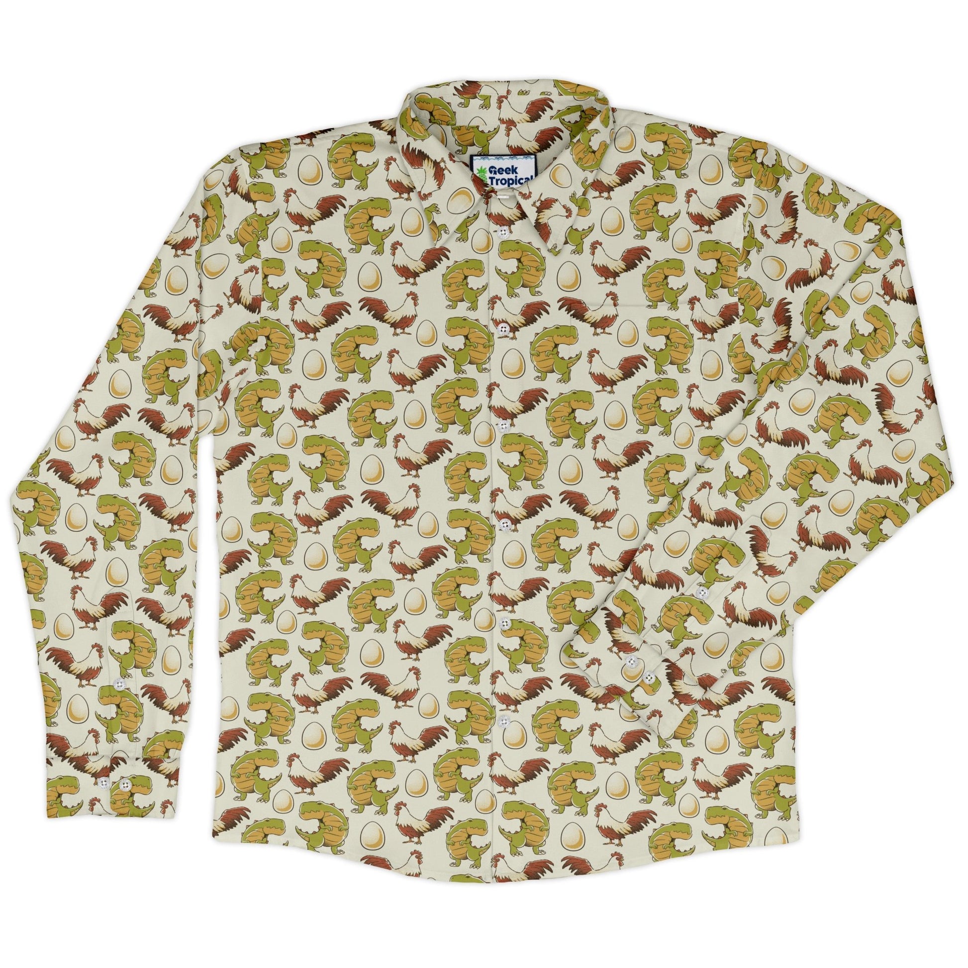 Before the Chicken Long Sleeve Button Up Shirt Geek Nerd 0925 adult sizing All Adult Button Up Shirts