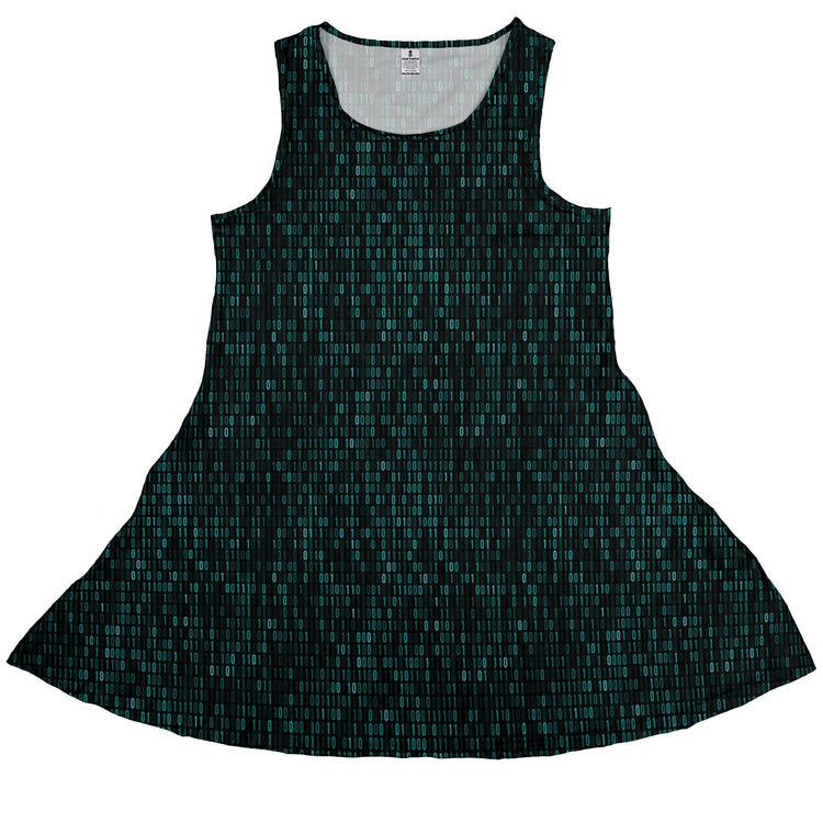 Binary Computer 1s And 0s Teal Black Dress Geek Nerd computer print lx - C Simple Patterns