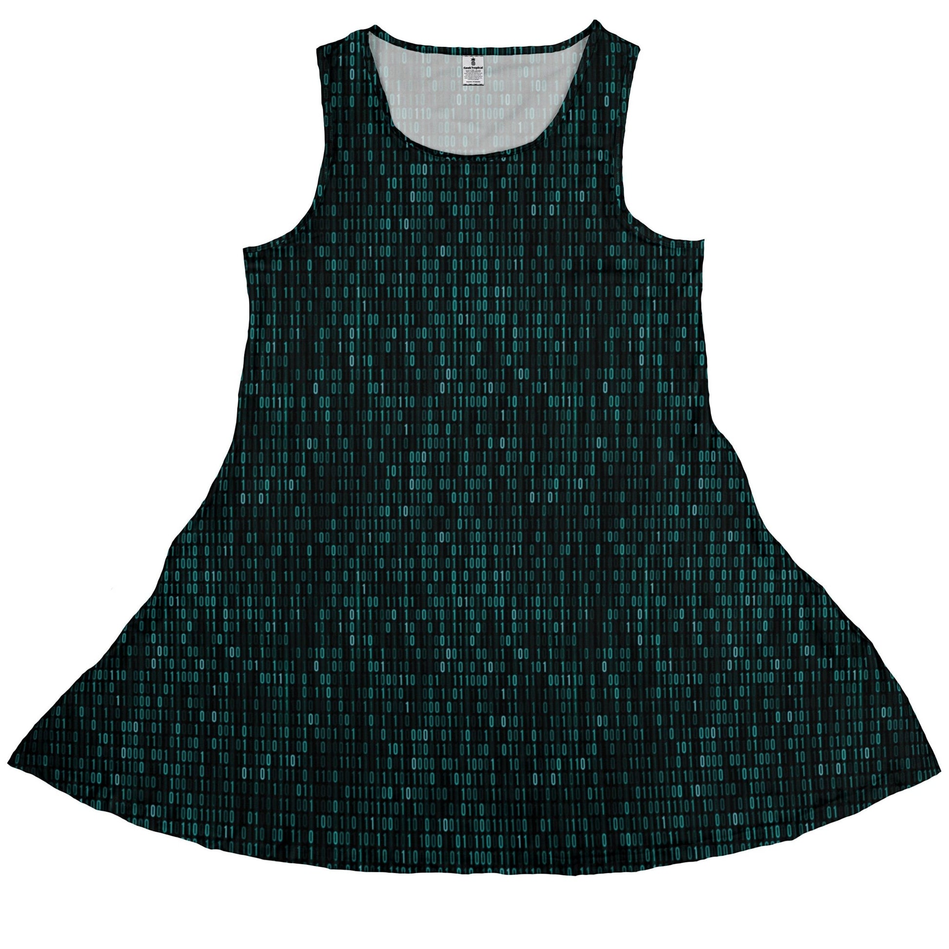 Binary Computer 1s And 0s Teal Black Dress Geek Nerd computer print lx - C Simple Patterns