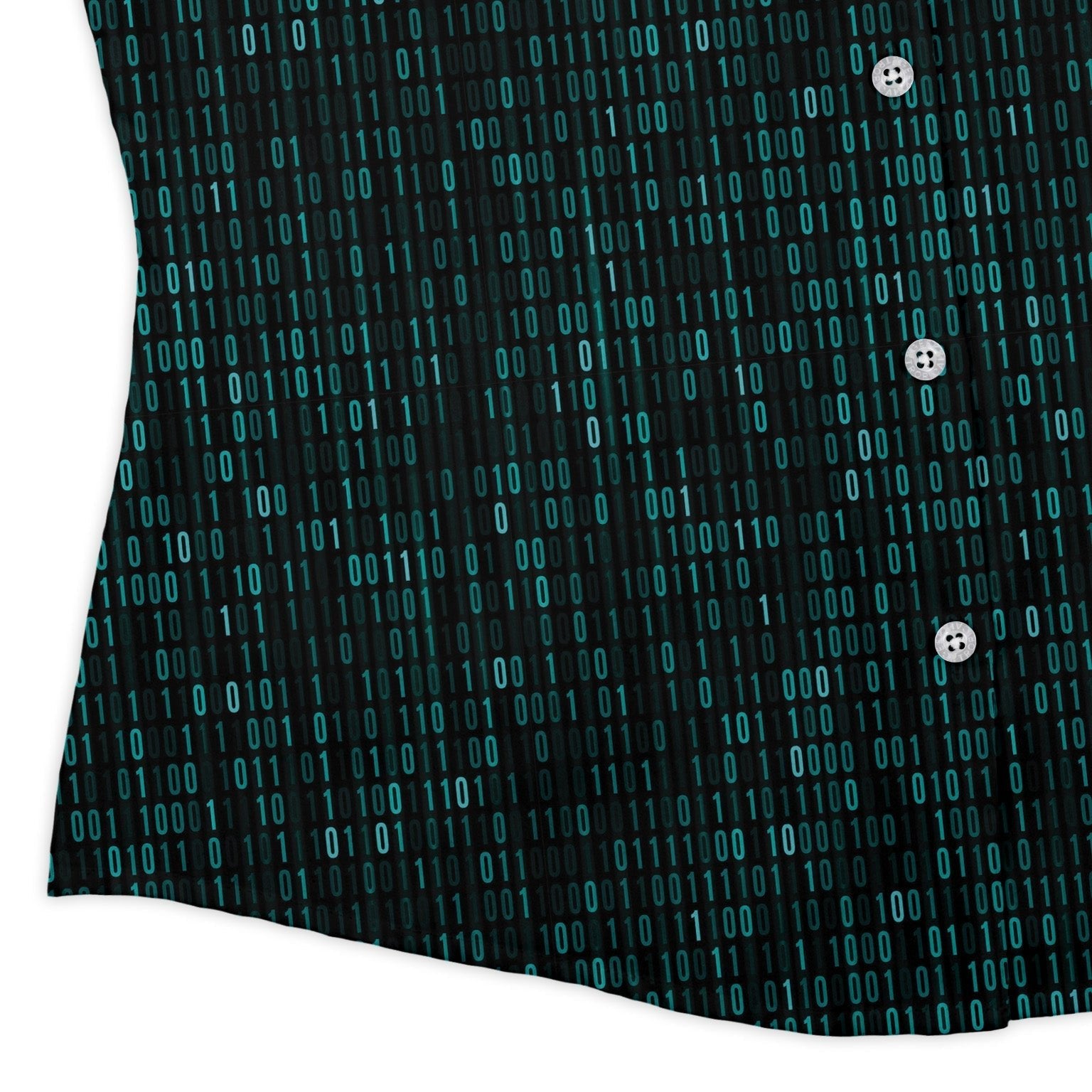 Binary Computer 1s and 0s Teal Black Curvy Button Up Shirt Geek Nerd computer print Simple Patterns women