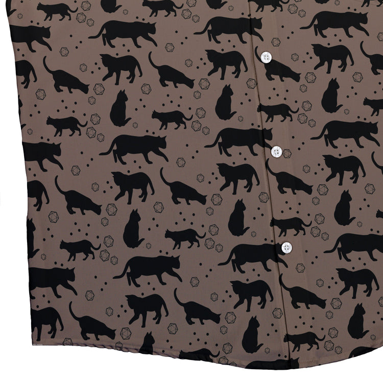 Black Cat DND Dice Button Up Shirt Geek Nerd adult sizing halloween q4