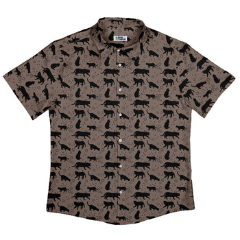 Dnd Dice Black Cats Button Up Shirt Geek Nerd adult sizing Animal Patterns Design by Heather Davenport