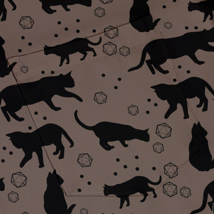 Dnd Dice Black Cats Button Up Shirt Geek Nerd adult sizing Animal Patterns Design by Heather Davenport
