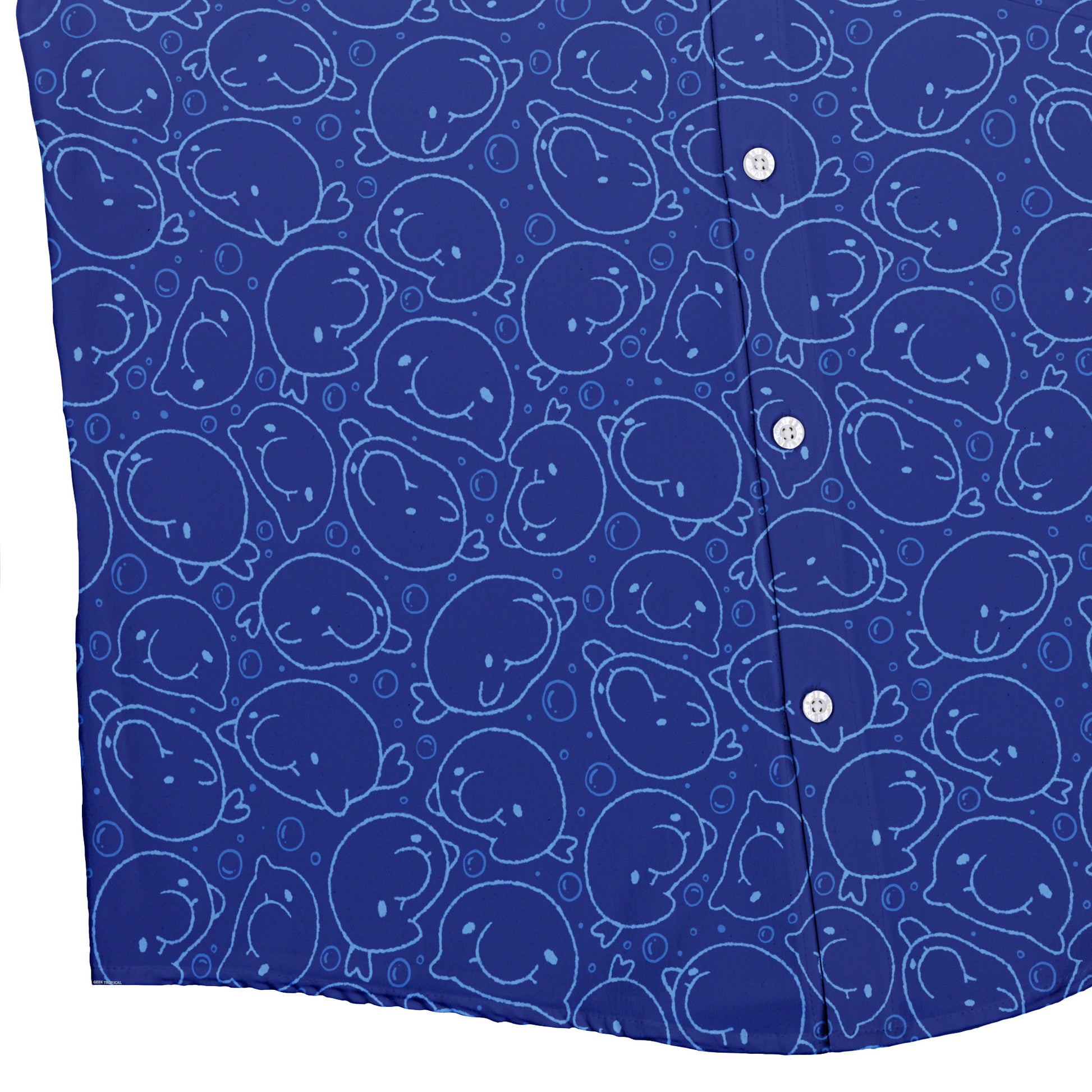 Blob Fish Blue Button Up Shirt Bottom Corner