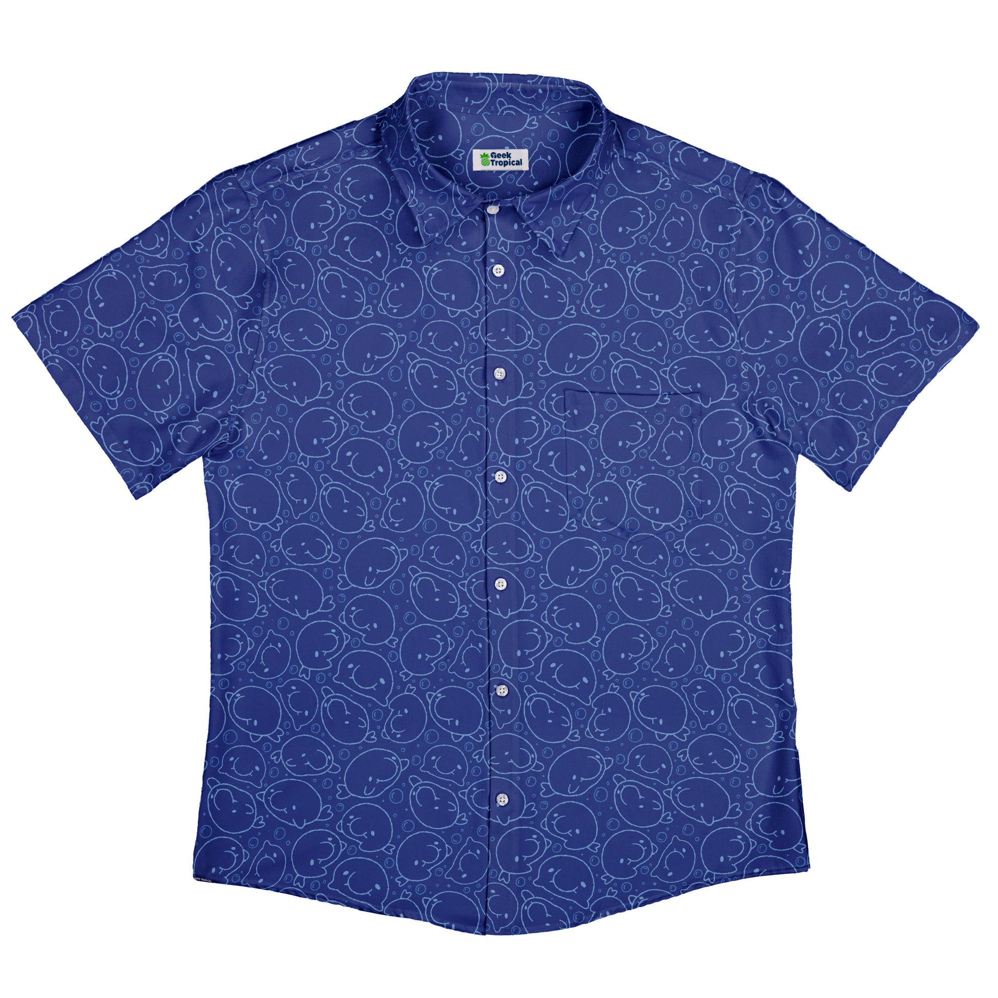 Blob Fish Blue Button Up Shirt Flat Front