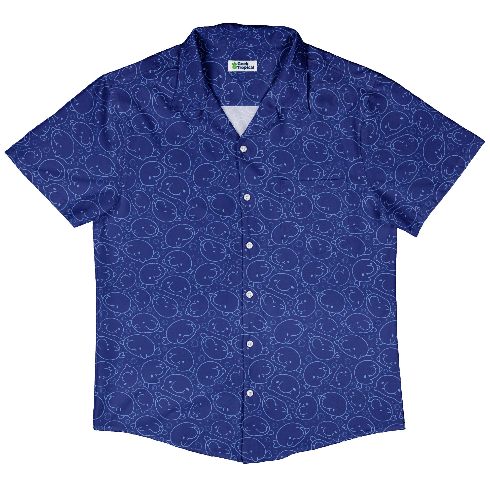 Blob Fish Blue Button Up Shirt Hawaiian Front