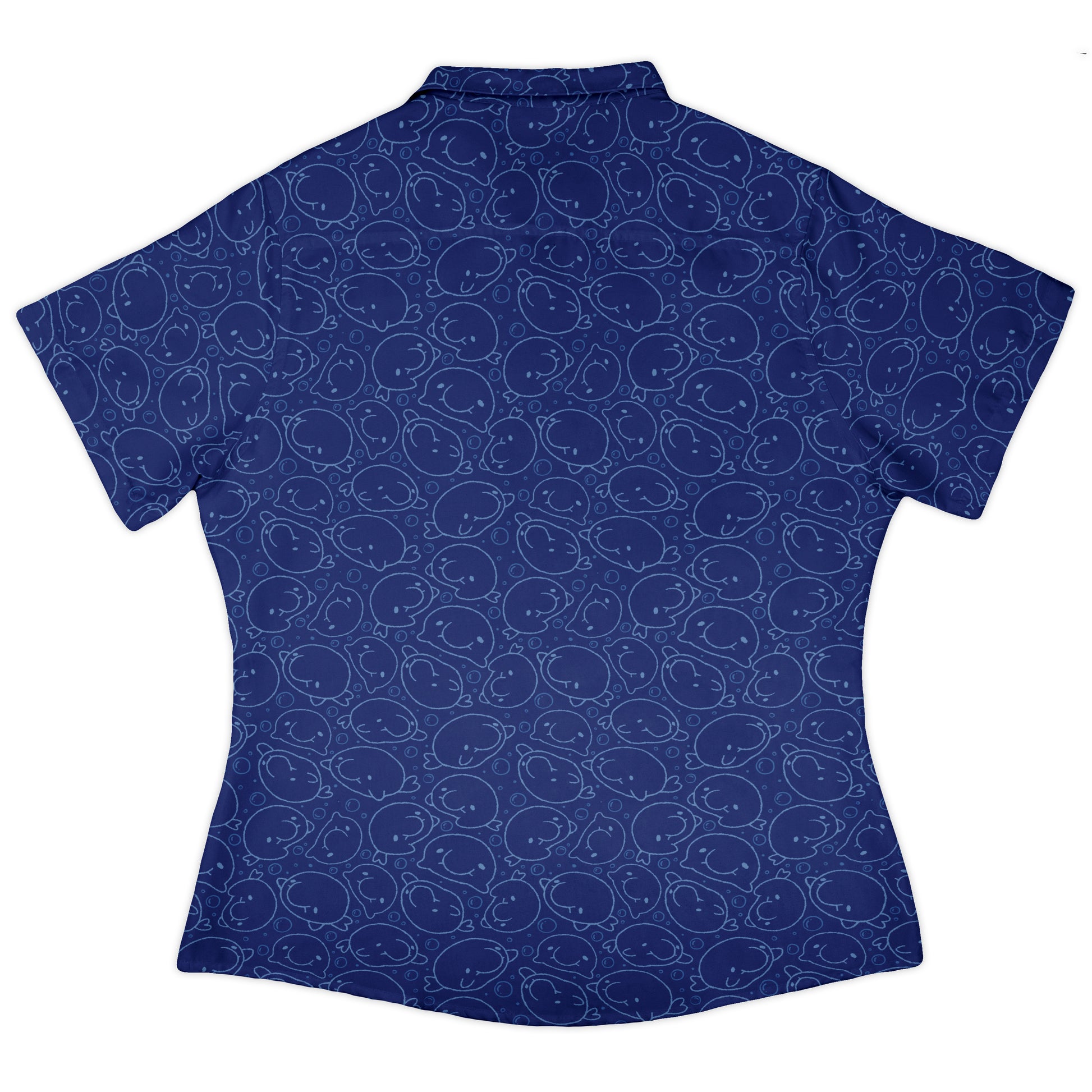 Blob Fish Blue Curvy Button Up Shirt womens back