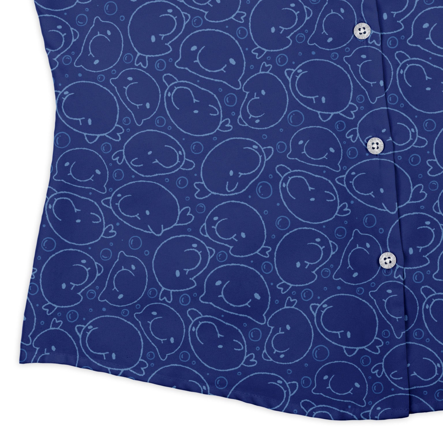 Blob Fish Blue Curvy Button Up Shirt womens corner