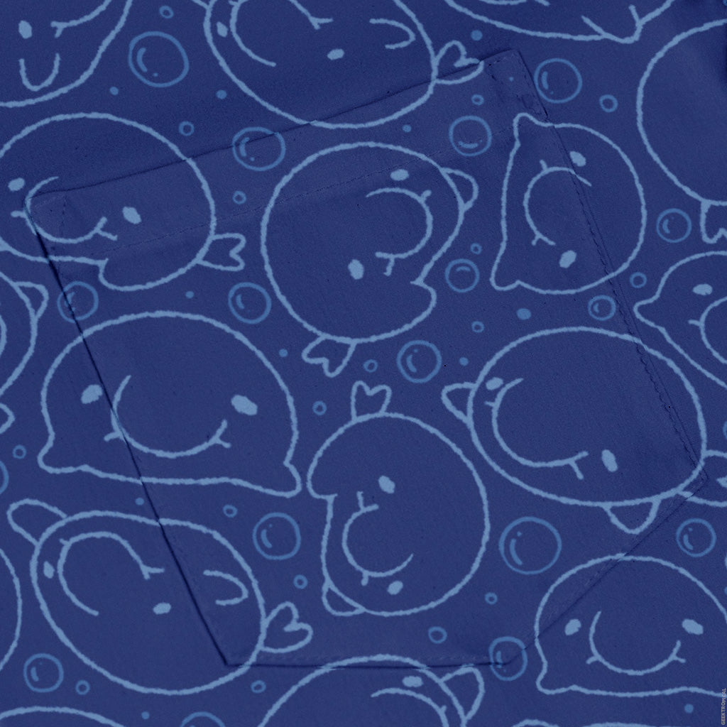 Blob Fish Blue Long Sleeve Button Up Shirt pocket