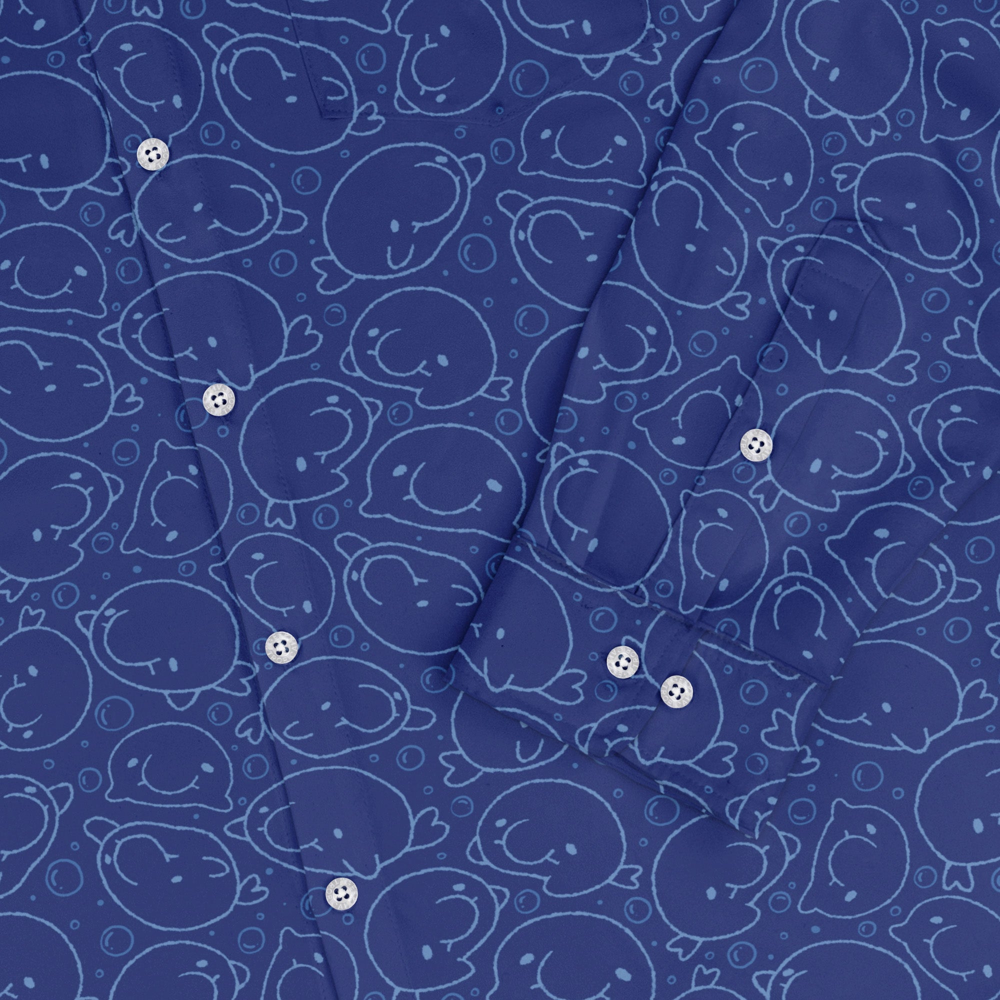 Blob Fish Blue Long Sleeve Button Up Shirt 2