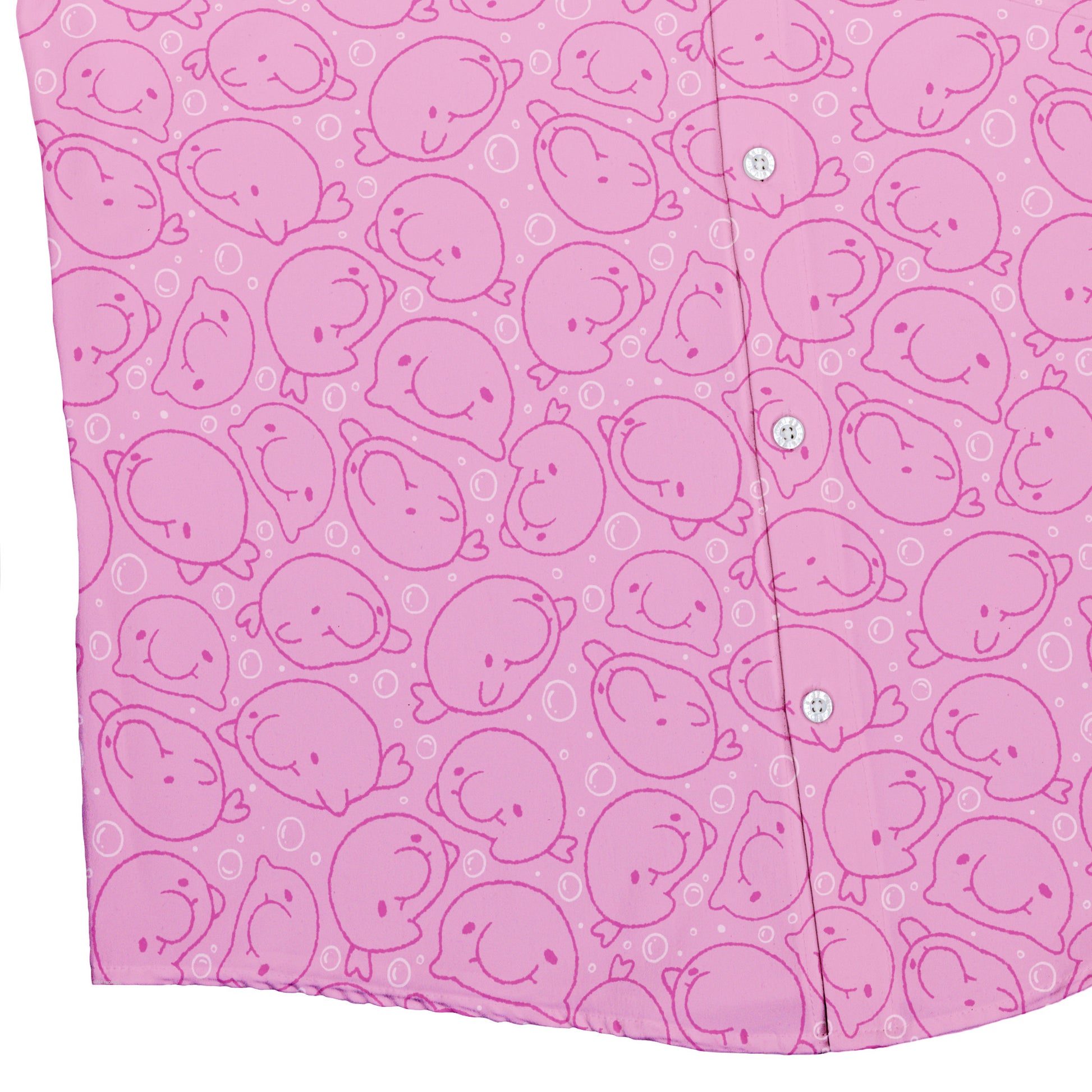 Blob Fish Pink Button Up Shirt Bottom Corner