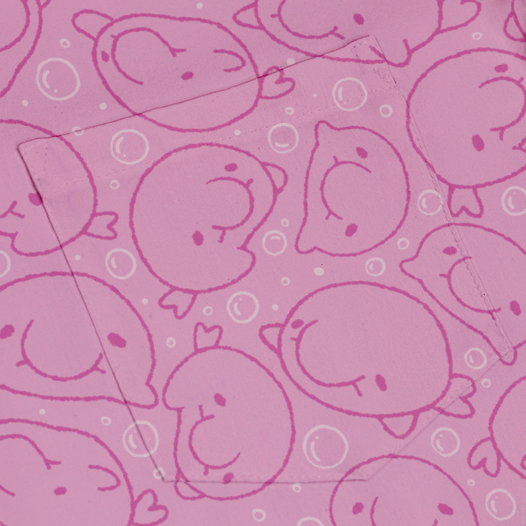 Blob Fish Pink Button Up Shirt Pocket
