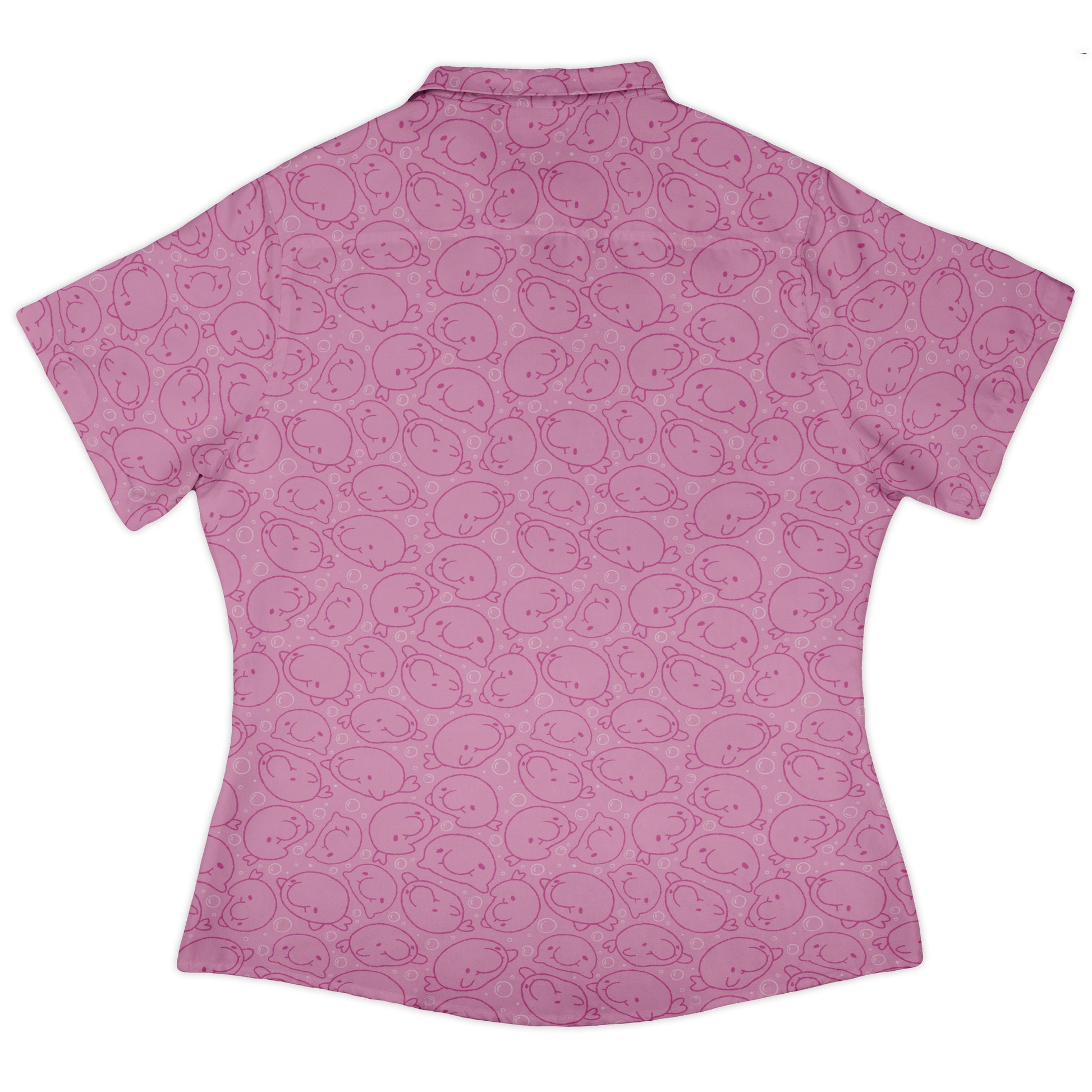 Blob Fish Pink Curvy Button Up Shirt womens back