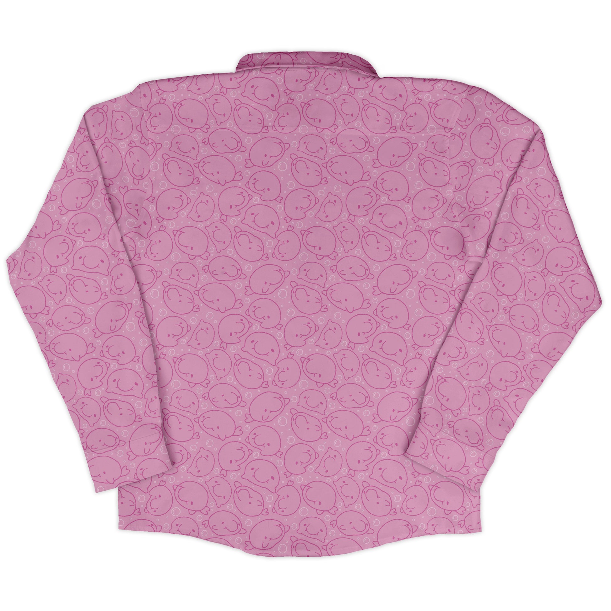 Blob Fish Pink Long Sleeve Button Up Shirt back