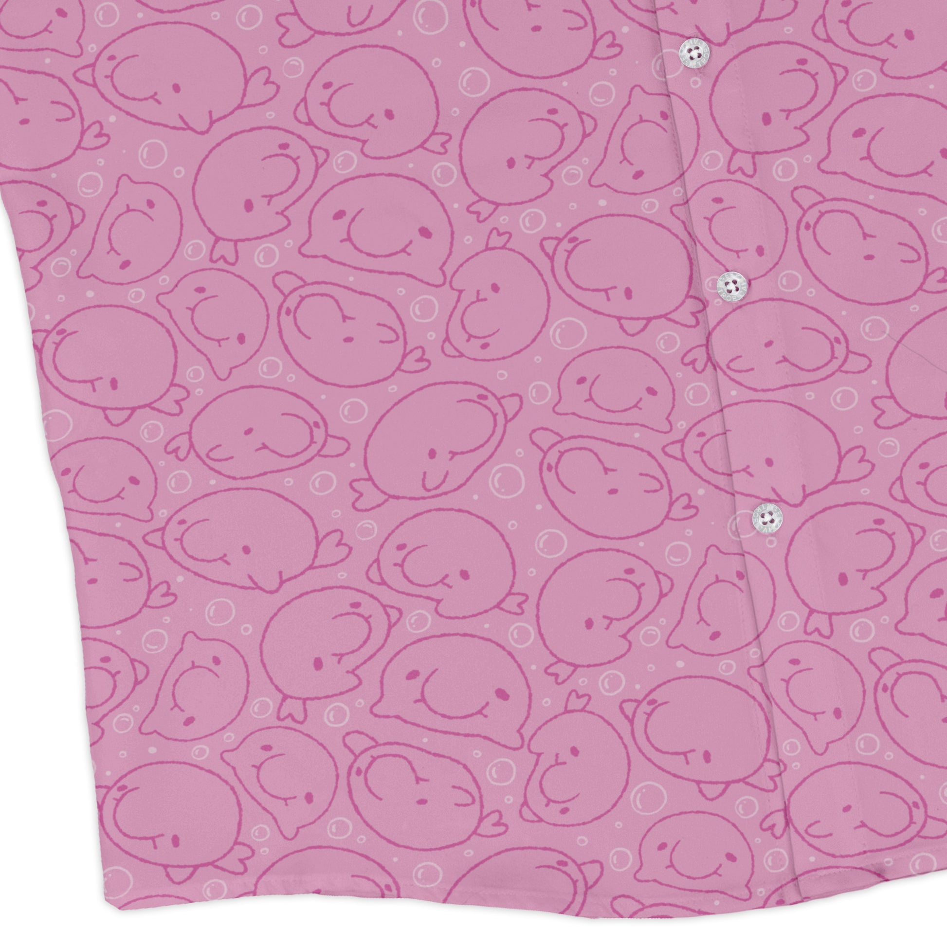 Blob Fish Pink Long Sleeve Button Up Shirt corner