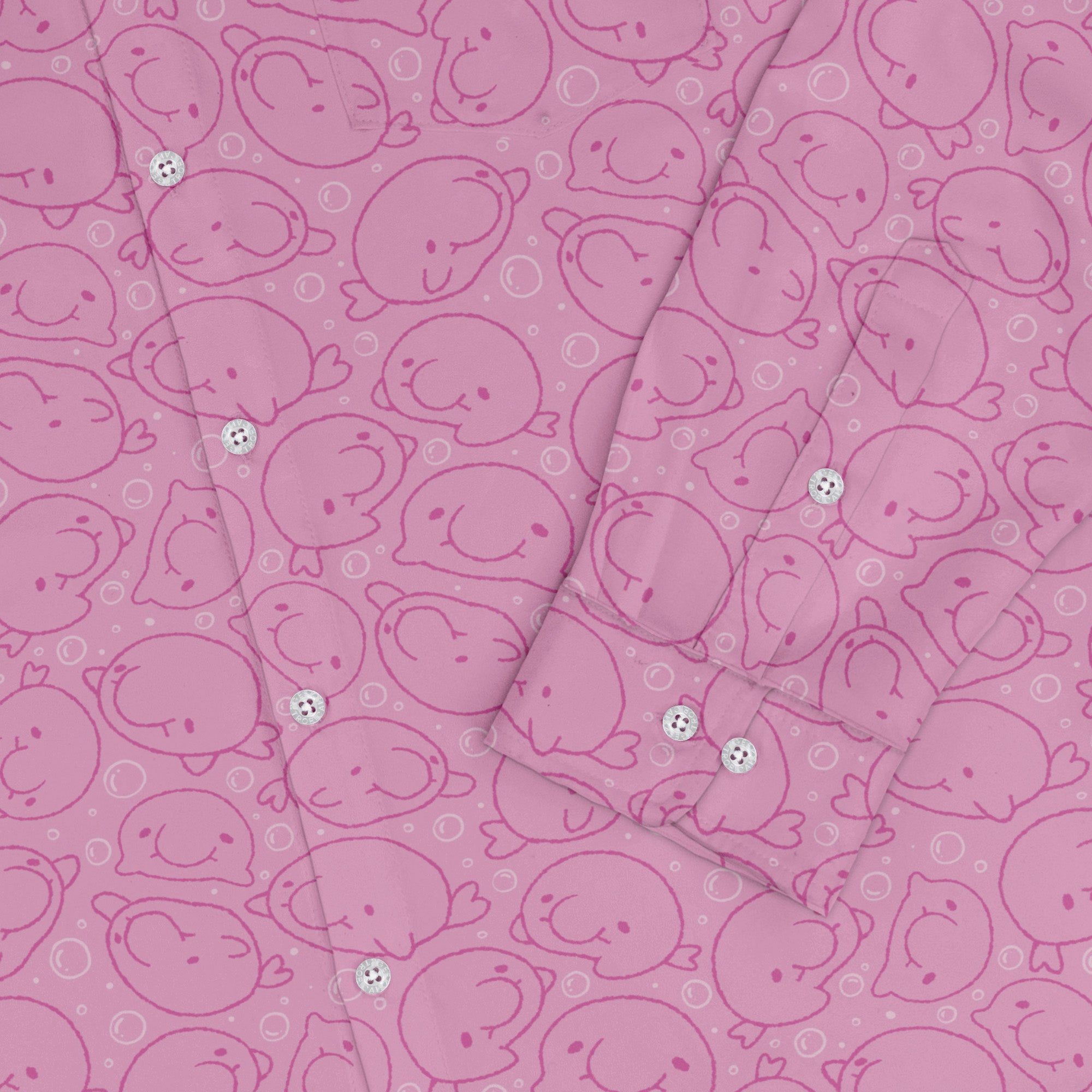 Blob Fish Pink Long Sleeve Button Up Shirt 2