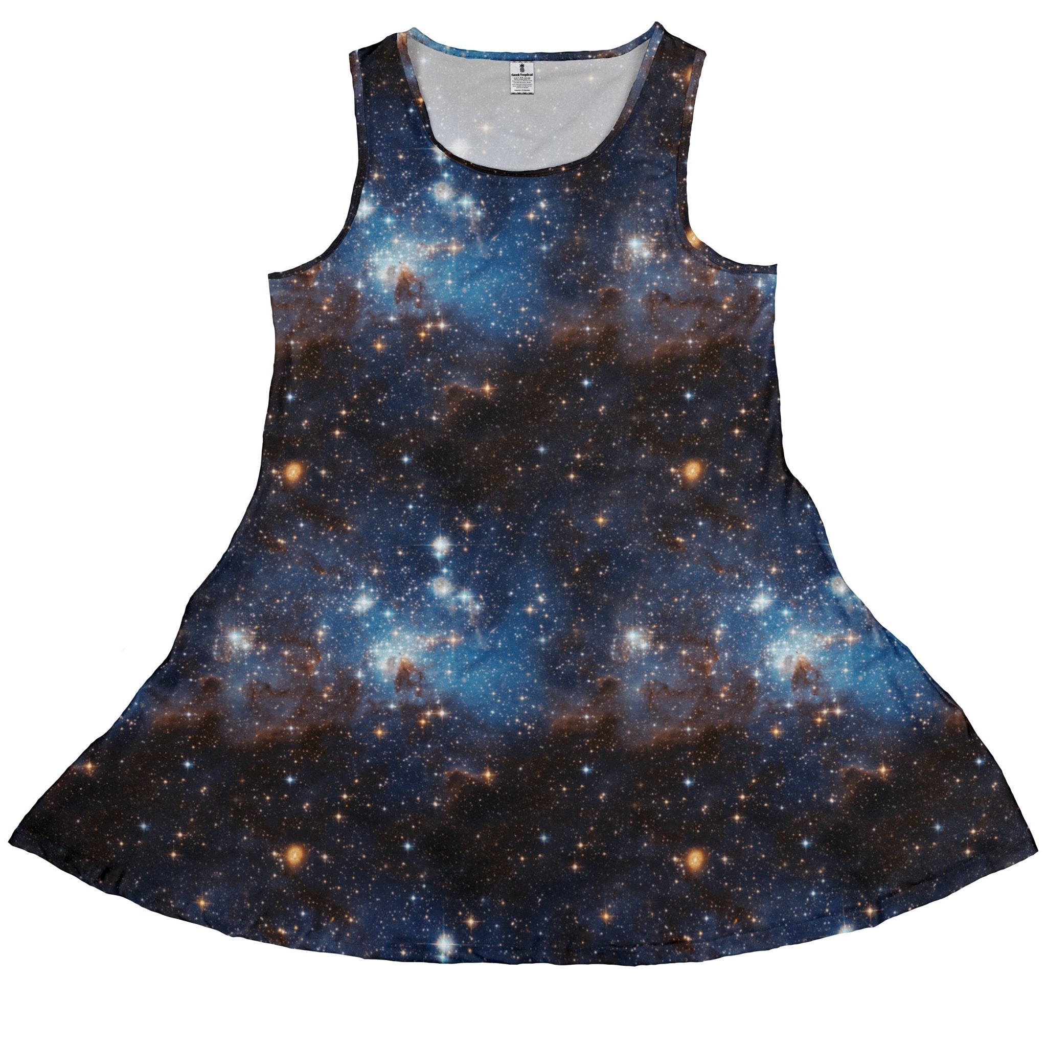 Blue Brown Galaxy Space Dress Geek Nerd lx - C outer space & astronaut print