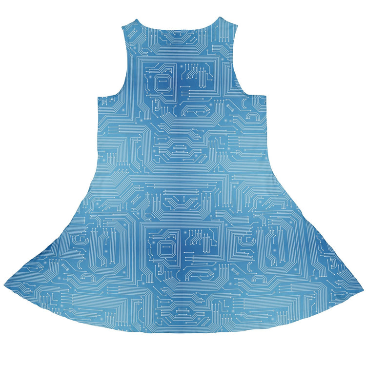 Blue Computer Circuit Board Dress Geek Nerd computer print lx - C