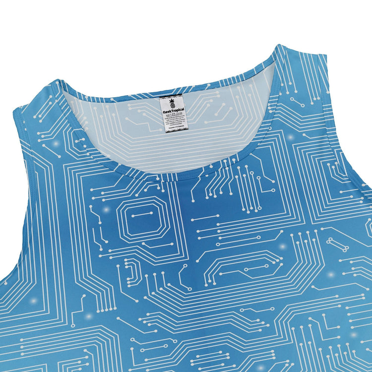 Blue Computer Circuit Board Dress Geek Nerd computer print lx - C