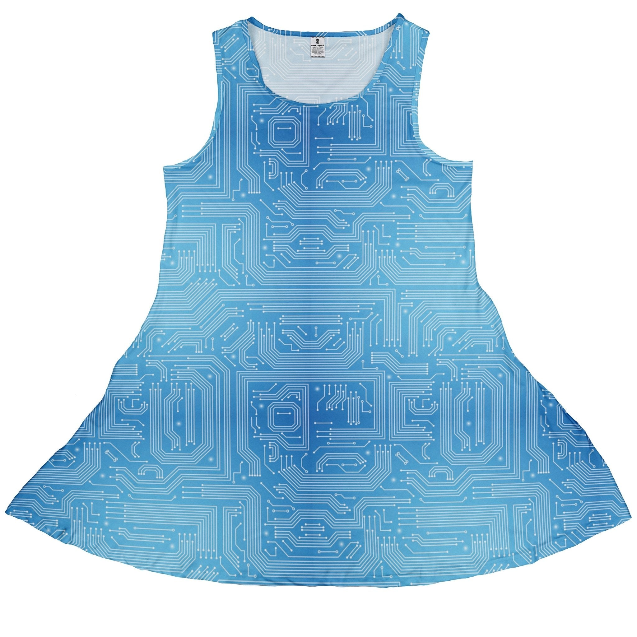 Computer Science Gown Blue Computer Circuit Board Dress | Geek Tropical