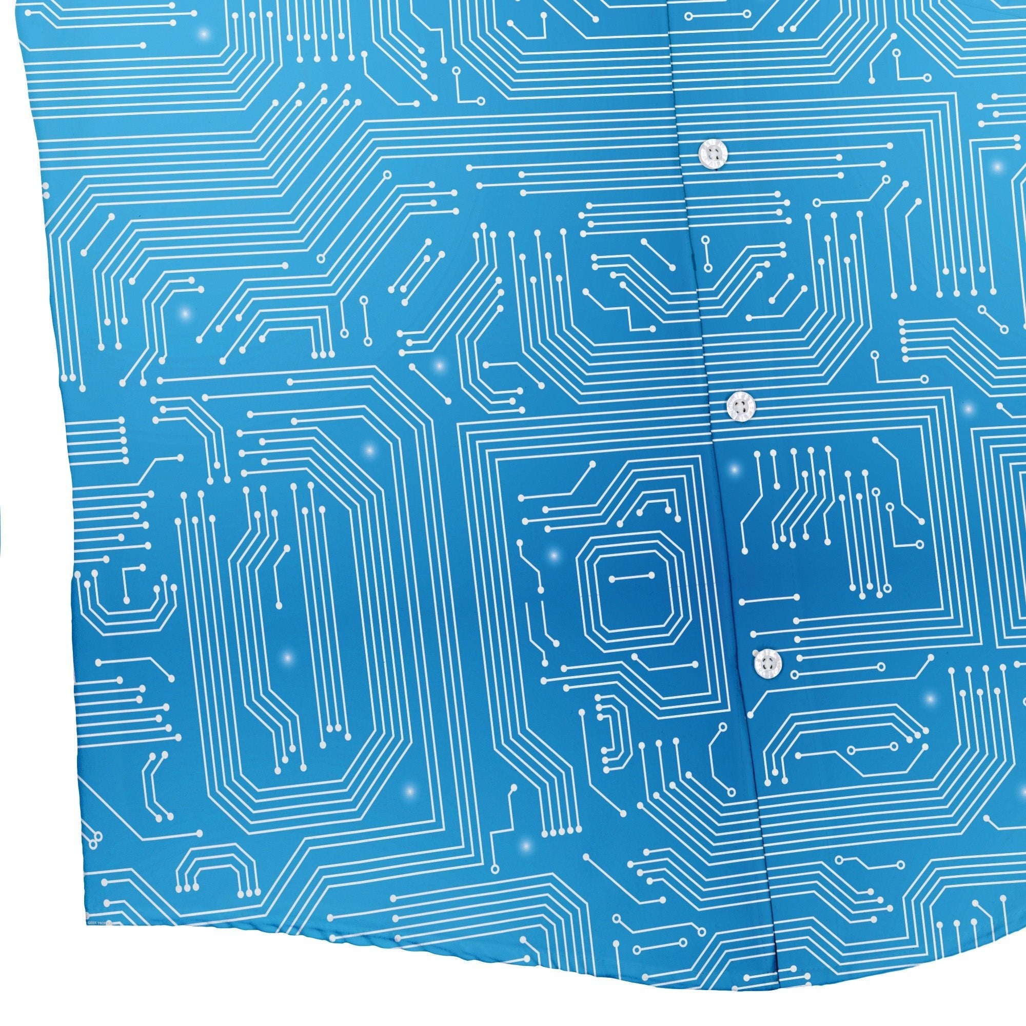 Blue Computer Circuit Board Button Up Shirt - adult sizing - computer print -