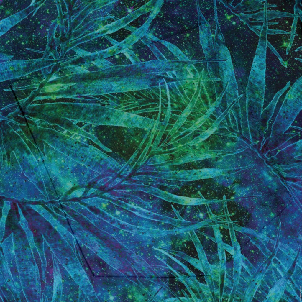 Blue Green Hawaiian Space Long Sleeve Button Up Shirt Geek Nerd adult sizing FLOW DESC WRITING outer space & astronaut print