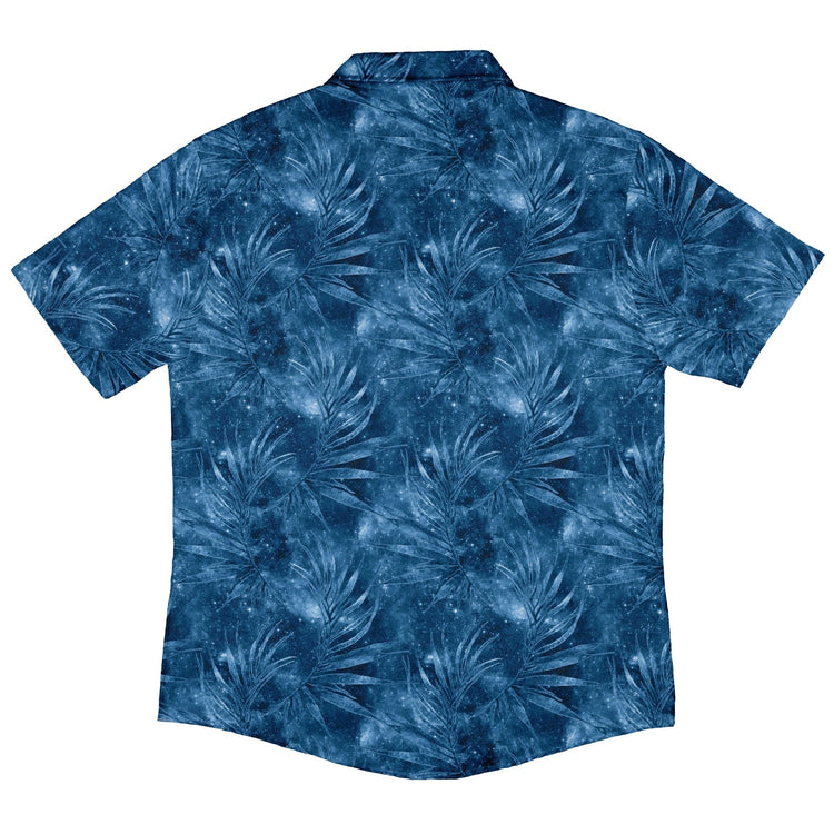 Blue Grey Hawaiian Space Button Up Shirt - adult sizing - outer space & astronaut print - Tropical Hawaiian Patterns