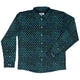 Blue Purple Dragon Scales Long Sleeve Button Up Shirt Geek Nerd adult sizing Fantasy Prints FLOW DESC WRITING