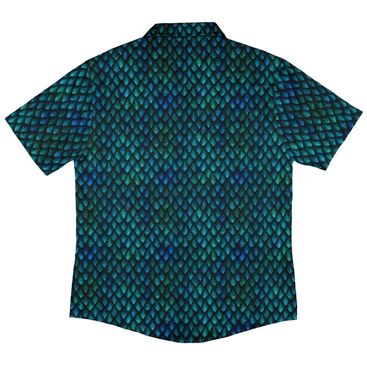 Blue Purple Dragon Scales Button Up Shirt Geek Nerd adult sizing Fantasy Prints