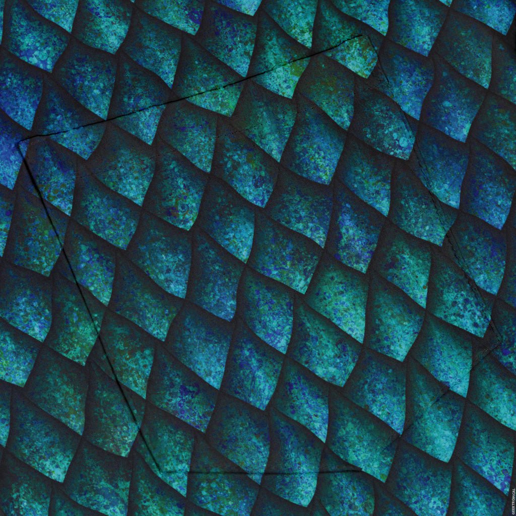 Blue Purple Dragon Scales Button Up Shirt Geek Nerd adult sizing Fantasy Prints