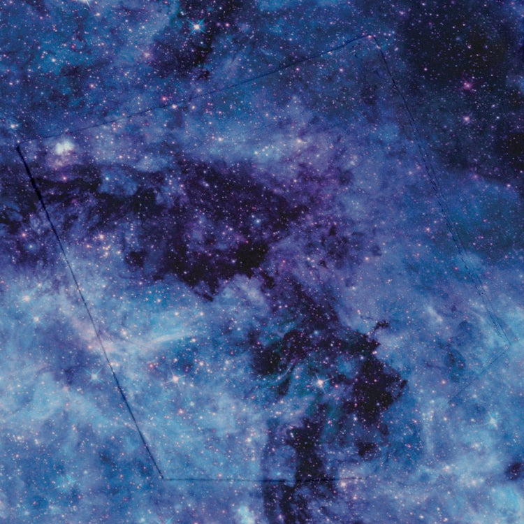 Blue Purple Nebula Space Long Sleeve Button Up Shirt Geek Nerd adult sizing FLOW DESC WRITING outer space & astronaut print