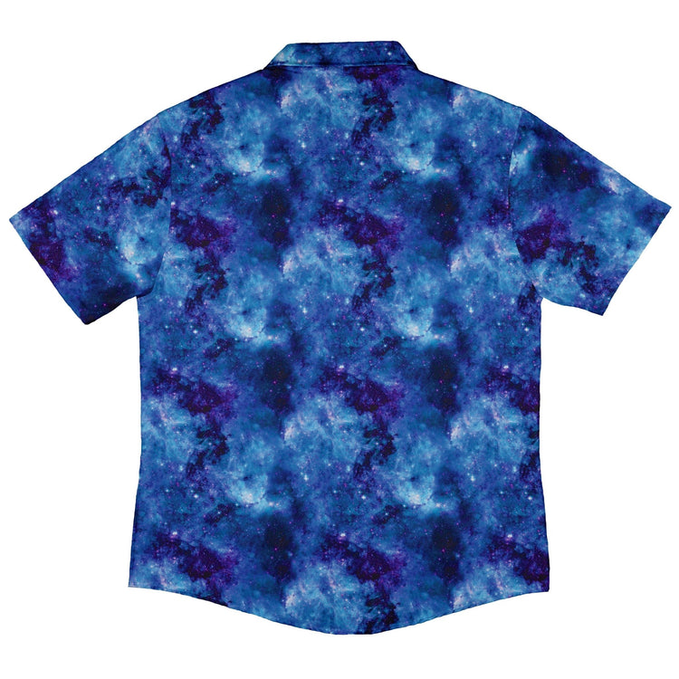 Blue Purple Nebula Space Button Up Shirt - adult sizing - outer space & astronaut print -