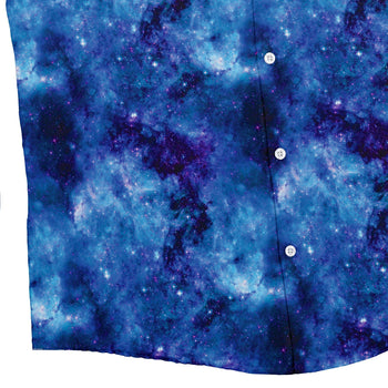 Blue Purple Nebula Space Button Up Shirt - adult sizing - outer space & astronaut print -