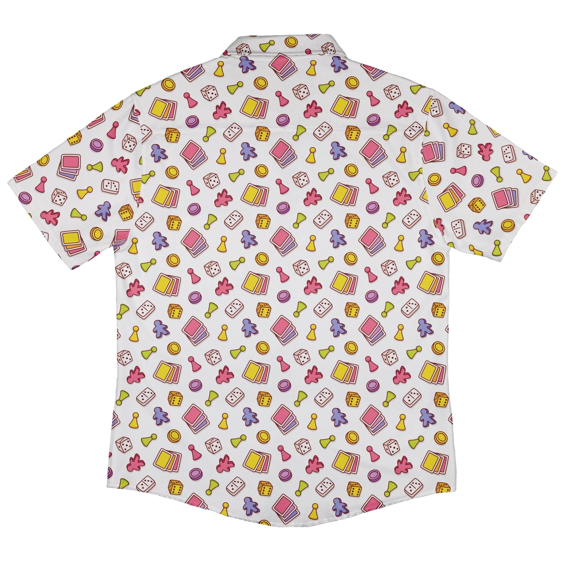 Board Game Objects Meeples White Button Up Shirt - adult sizing - board game print -