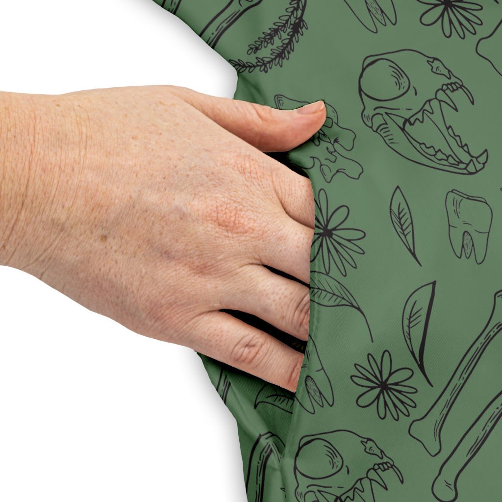 Bones and Flowers Green Dress Geek Nerd 0925 Botany Print Design by Heather Davenport