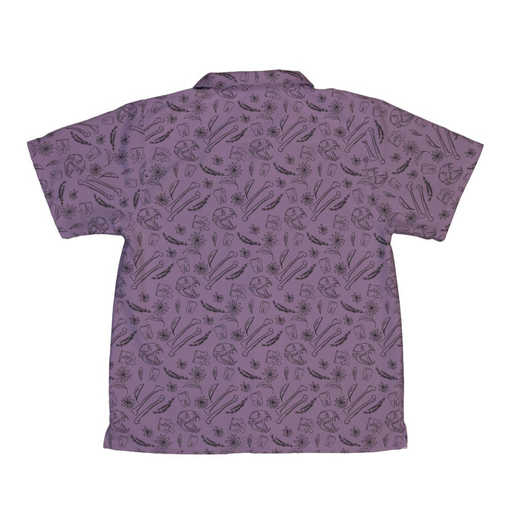 Bones and Flowers Purple Youth Hawaiian Shirt Geek Nerd 0925 Botany Print Design by Heather Davenport