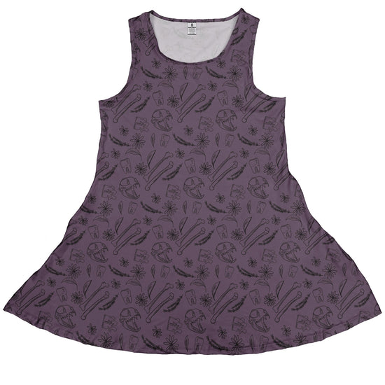 Bones and Flowers Purple Dress Geek Nerd 0925 Botany Print Design by Heather Davenport