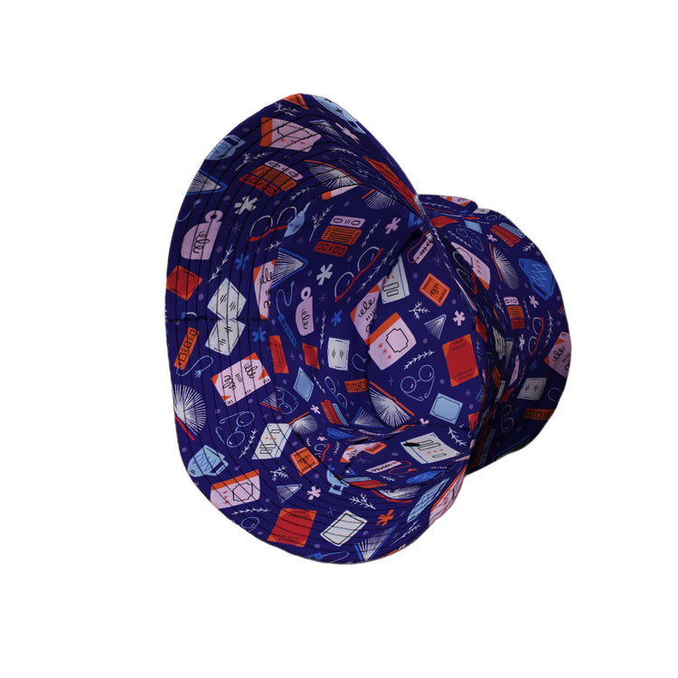 Book Nerd Bucket Hat Geek Nerd book prints Design by Zirkus Design lx - B