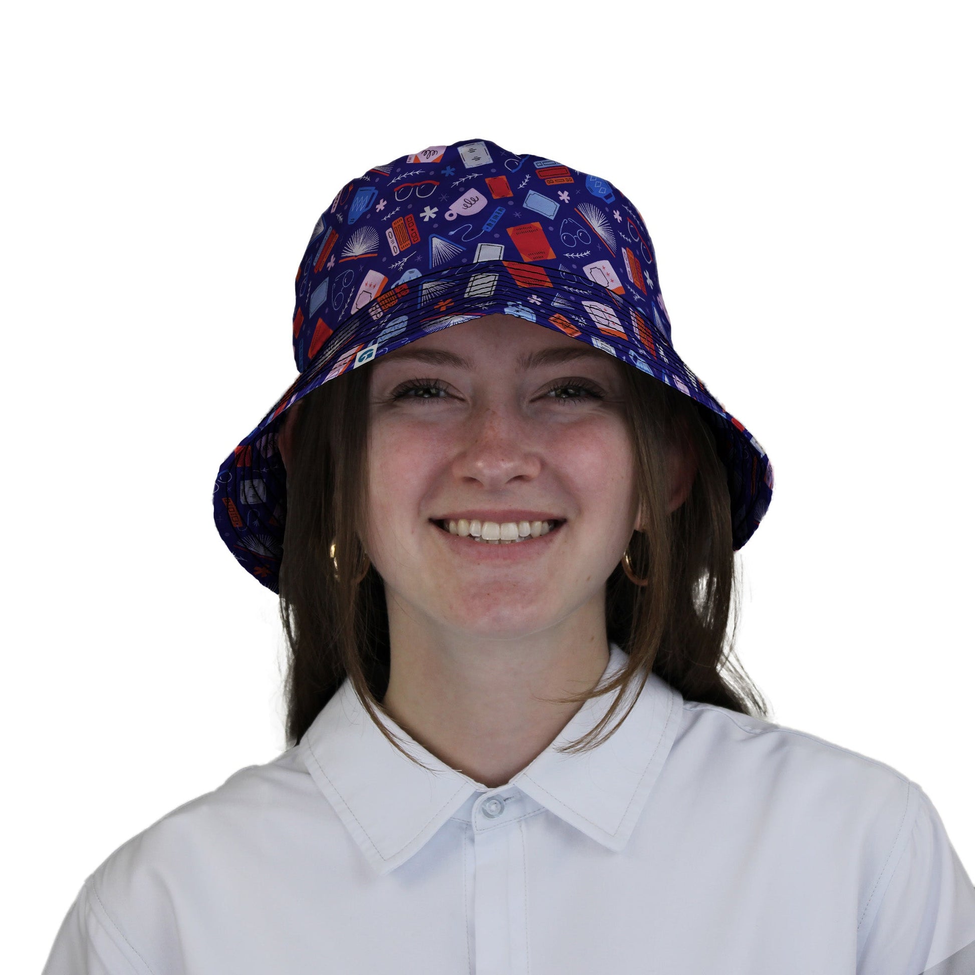Book Nerd Bucket Hat Geek Nerd book prints Design by Zirkus Design lx - B