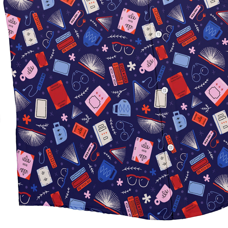 Book Nerd Button Up Shirt Geek Nerd adult sizing book prints Design by Zirkus Design