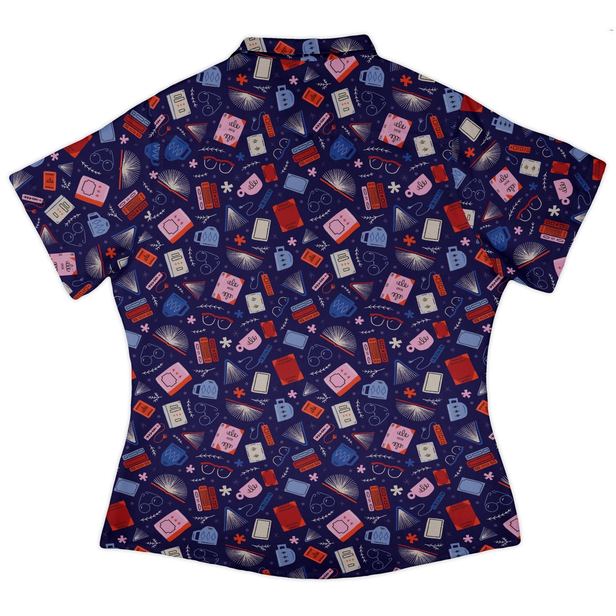 Book Nerd Curvy Button Up Shirt Geek Nerd book prints Design by Zirkus Design q225