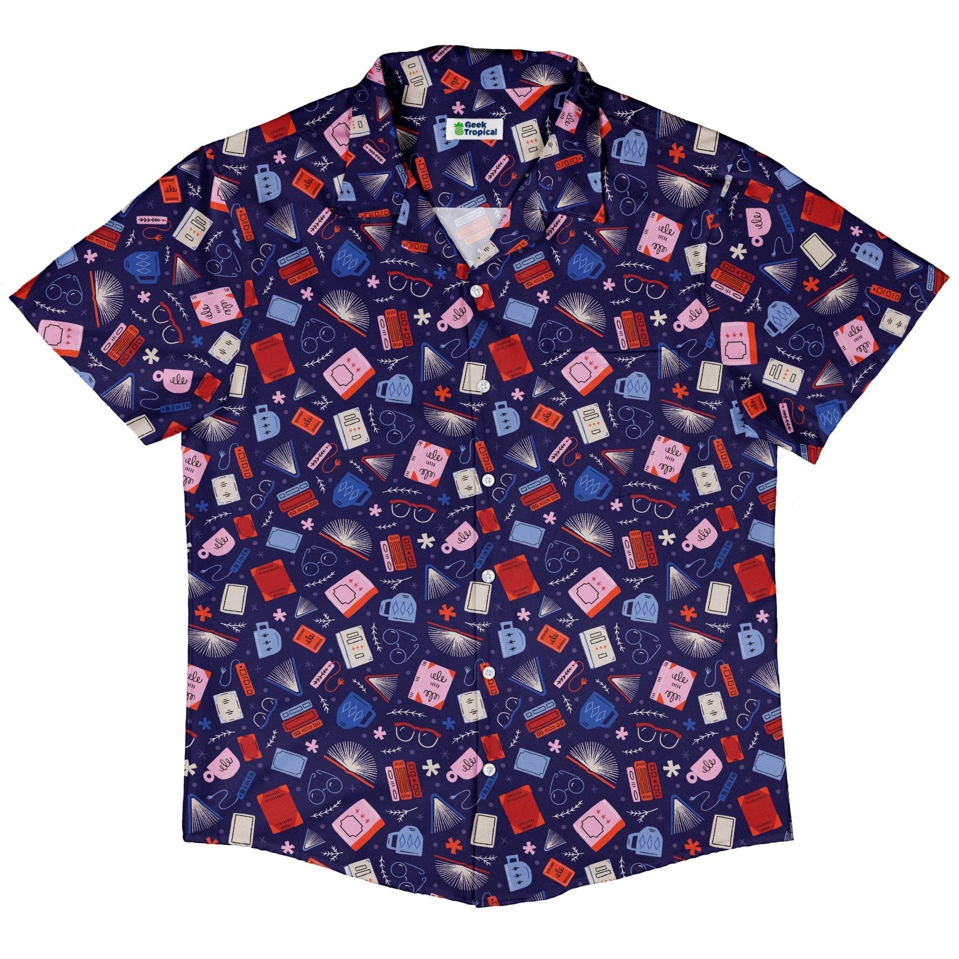 Clearance Ready - to - Ship Book Nerd Button Up Shirt Geek Nerd adult sizing book prints Clearance