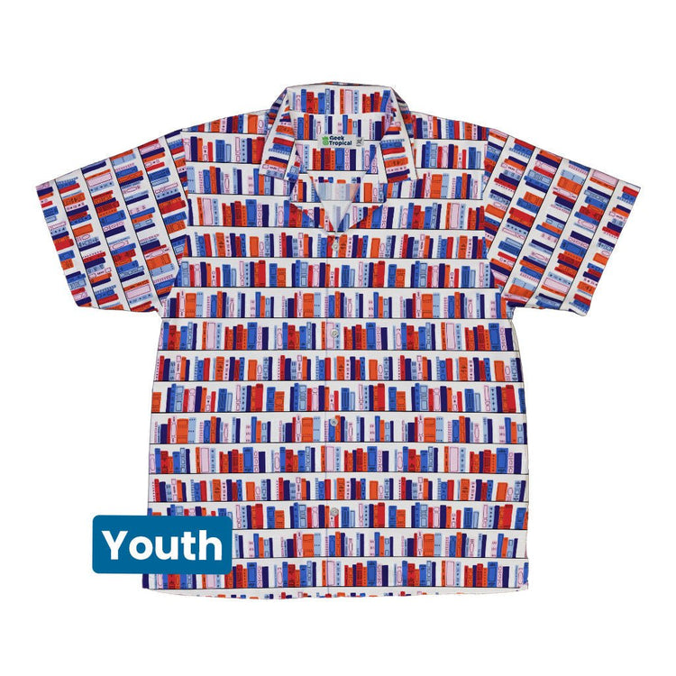 Book Shelf Youth Hawaiian Shirt Geek Nerd book prints Design by Zirkus Design q225