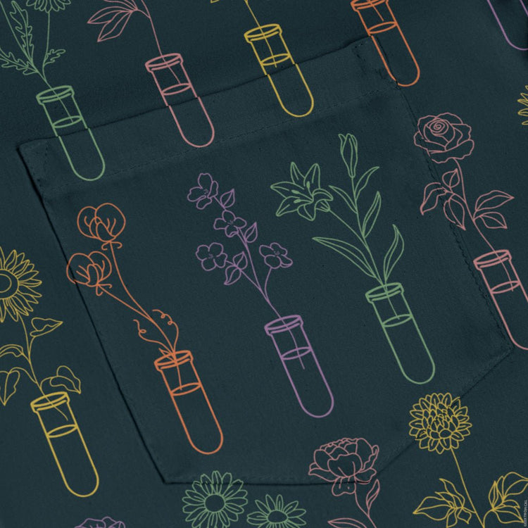 Botany Lovers Long Sleeve Button Up Shirt Geek Nerd adult sizing Botany Print FLOW DESC WRITING