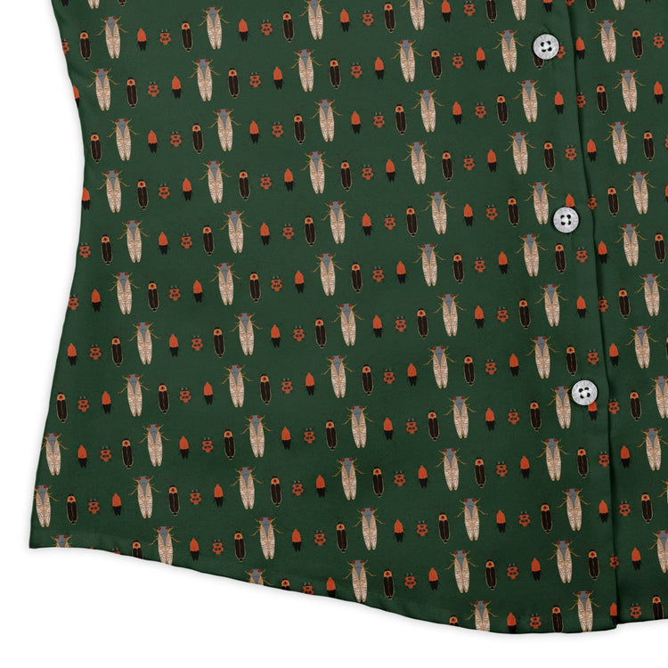 Bug March Curvy Button Up Shirt Geek Nerd 0925 All Adult Button Up Shirts Animal Patterns
